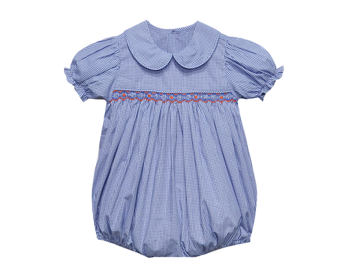 Tiger Navy/Orange Smocked Girl Bubble