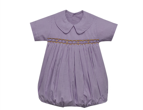 Tiger Purple/Gold Smocked Boy Bubble