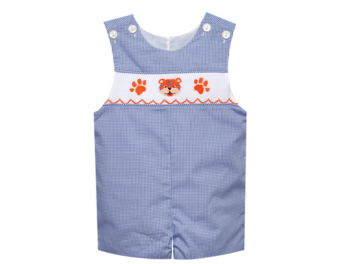 Tiger Navy/Orange Smocked Shortall