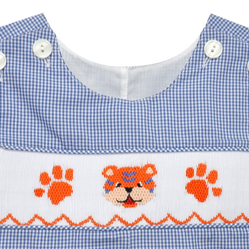 Tiger Navy/Orange Smocked Shortall