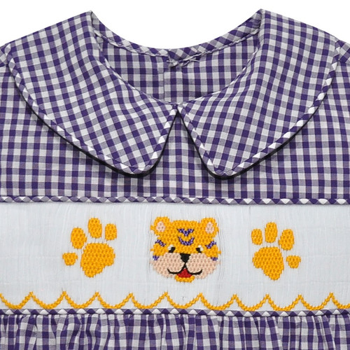 Tiger Purple/Gold Smocked Boy Bubble