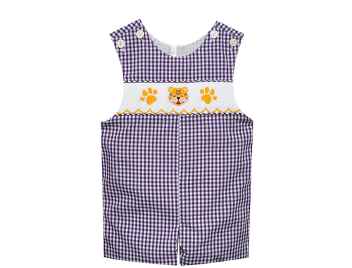 Tiger Purple/Gold Smocked Shortall