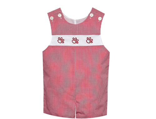 Bulldog Paw Prints Red/Black Shortall