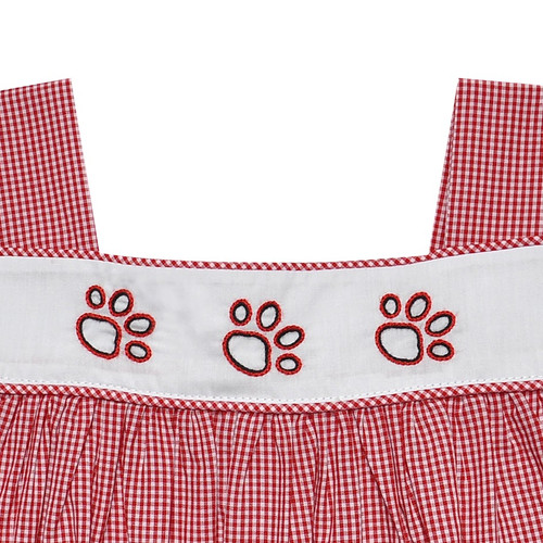 Bulldog Paw Prints Red/Black Shortall