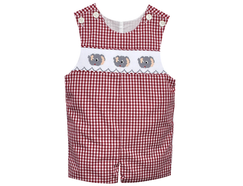 Elephant Crimson/Gray Smocked Shortall