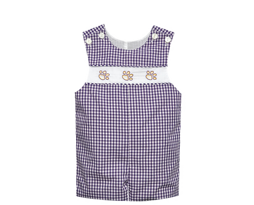 Tiger Paw Prints Purple/Gold Shortall
