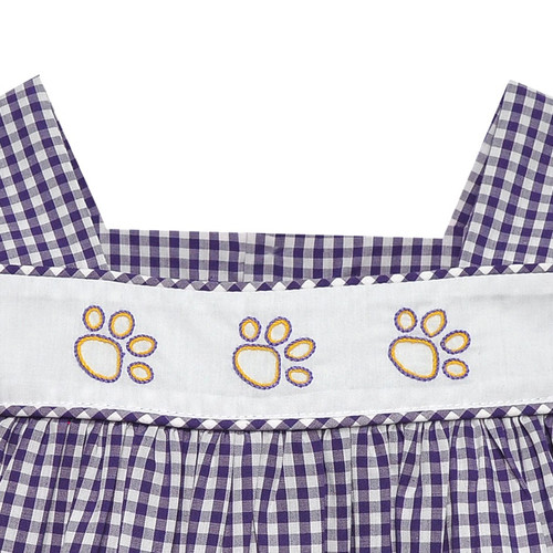 Tiger Paw Prints Purple/Gold Shortall