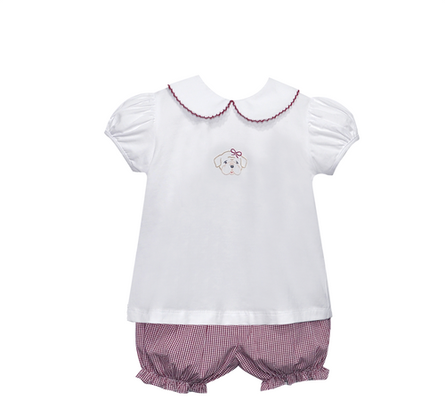 Bulldog Maroon/Gray Knit Girl Bloomer Set