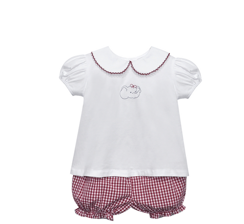 Elephant Crimson/Gray Knit Girl Bloomer Set