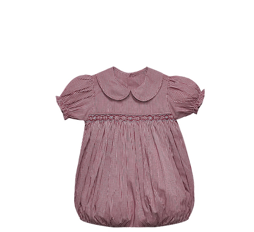 Bulldog Maroon/Gray Smocked Girl Bubble
