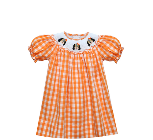 Hound Dog Orange/White Smocked Bishop Dress