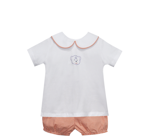 Tiger Orange/Purple Knit Boy Short Set