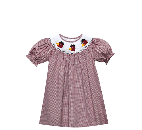 Gamecock Black/Garnet Smocked Bishop Dress