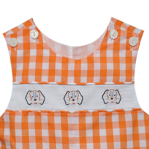 Hound Dog Face Print Orange/White Shortall