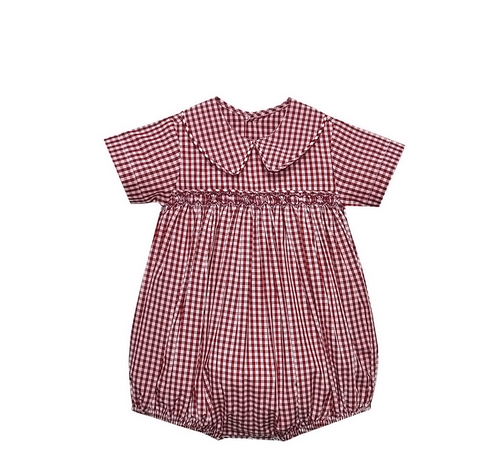 Elephant Crimson/Gray Smocked Boy Bubble