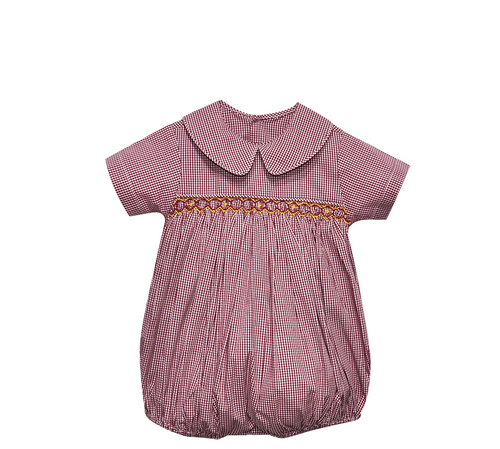 Seminole Garnet/Gold Smocked Boy Bubble