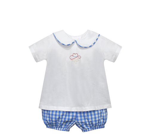 Rebel Blue/Red Knit Boy Short Set