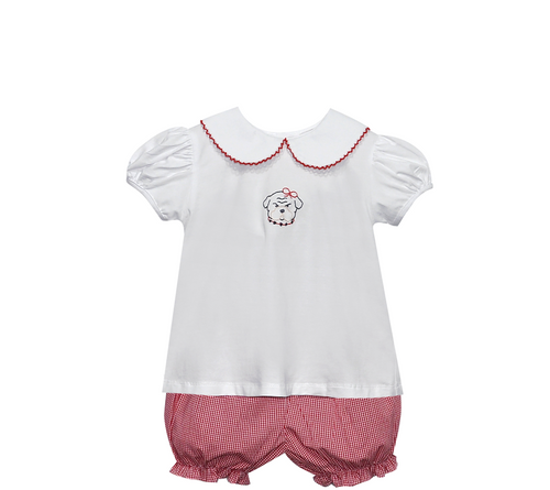 Bulldog Red/Black Knit Girl Bloomer Set