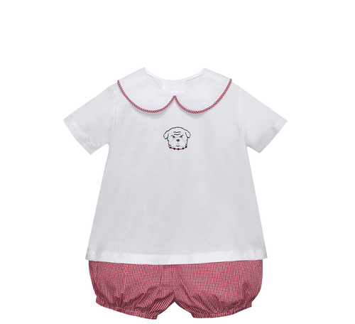 Bulldog Red/Black Knit Boy Short Set