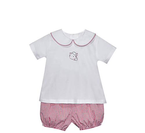 Razorback Red Knit Boy Short Set