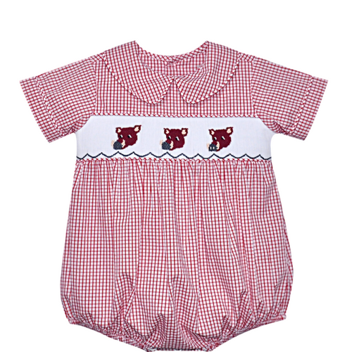 Razorback Red Smocked Boy Bubble