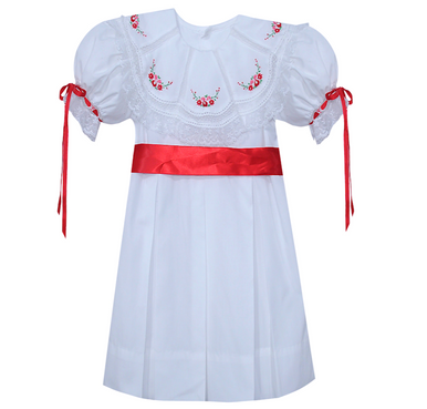 embroidered christmas dress Red Embroidered Christmas Tree Tulle Dress main image 0