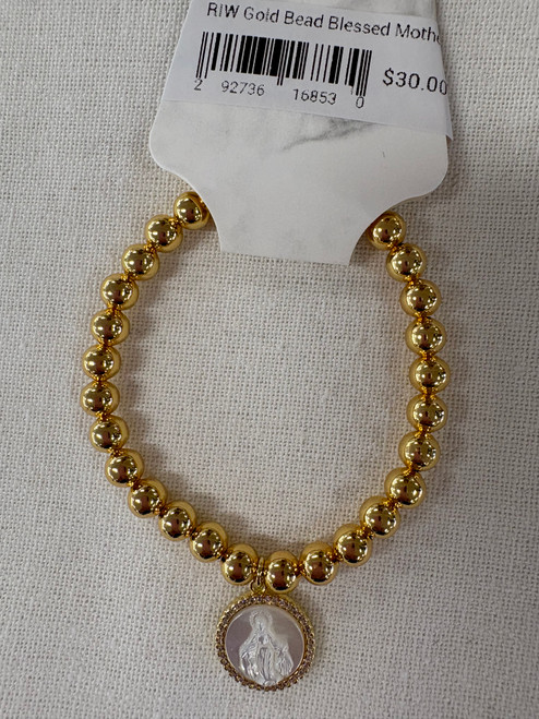 RIW Gold Bead Blessed Mother Bracelet