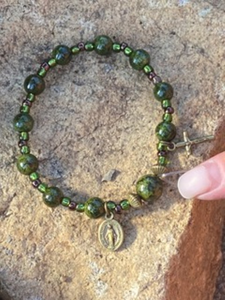 Green Stone Rosary Bracelet