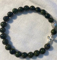 RIW Green Stone and Cross Bracelet