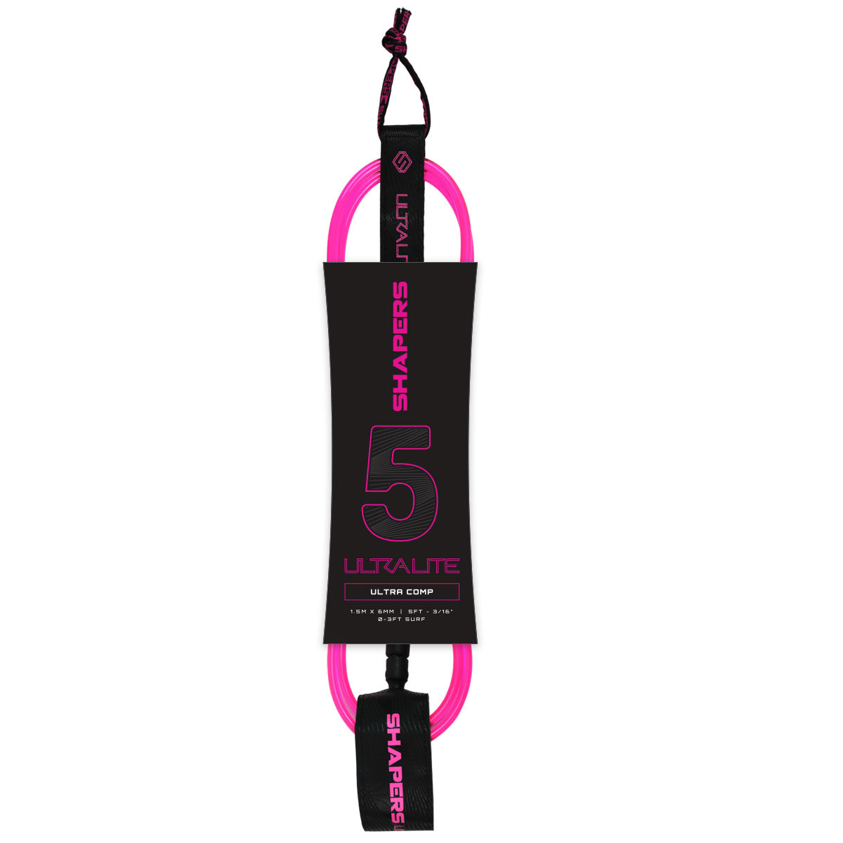 5ft Ultra-Lite Comp Leash - Pink - Shapers Surf Co