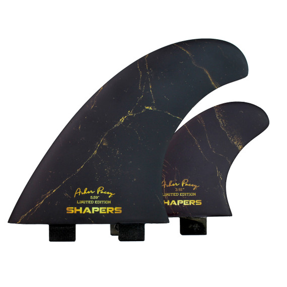 Asher Pacey 5.59"  Carbon Stealth Twin Fin Set -  Black Gold