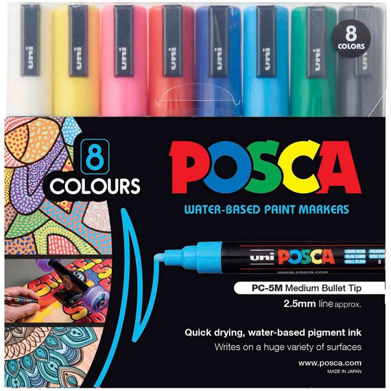 Posca 5M - 8 Pack Asssorted