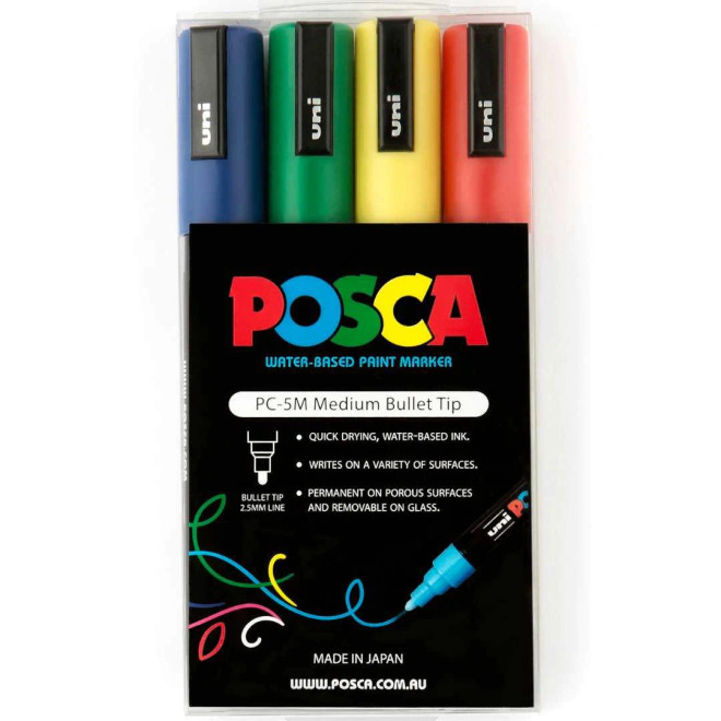 Posca 5M - 4 Pack Asssorted