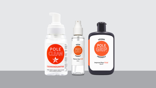Our Grip and Clean 3-in-1 pack features a 100ml bottle of PoleGrip and a 100ml bottle of BodyGrip, both proudly vegan-friendly. Complete your journey with a 250ml bottle of alcohol-free PoleClean, designed to elevate your experience.