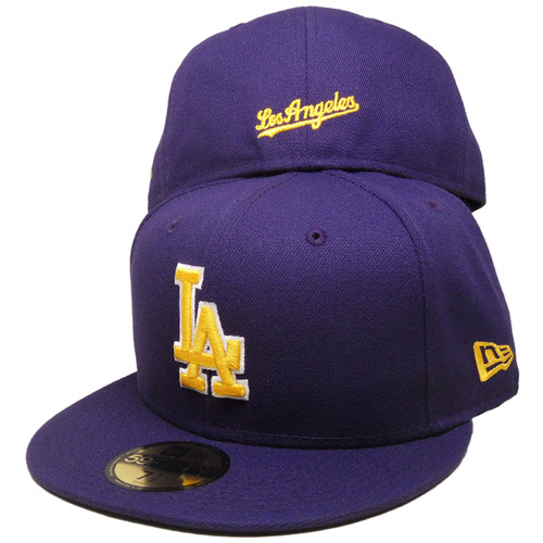 purple yellow dodgers hat