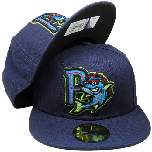 Pensacola Blue Wahoos MiLB New Era 59Fifty Fitted - Navy, Black, Lime Green