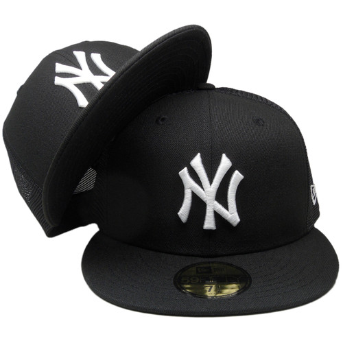 New York Yankees Custom New Era Meshback 59Fifty Fitted - Black, White
