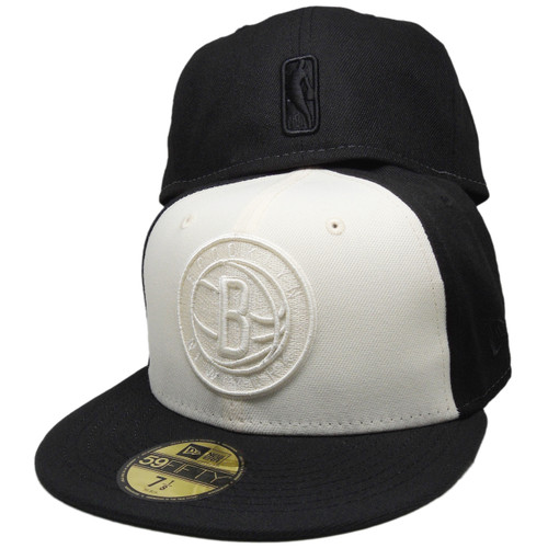 Brooklyn Nets New Era Tonal 2-Tone 59Fifty Fitted - Black, Cream, Gray
