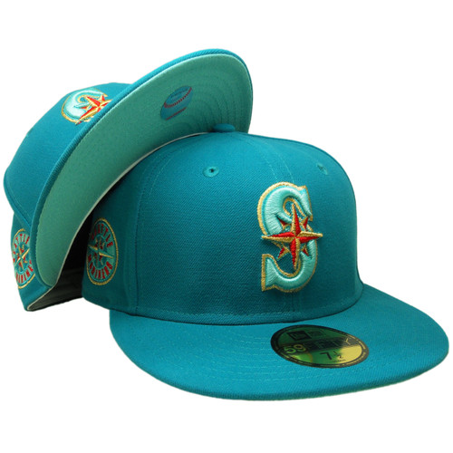 Seattle Mariners Custom New Era 59Fifty Fitted - Aqua, Mint Green, Gold