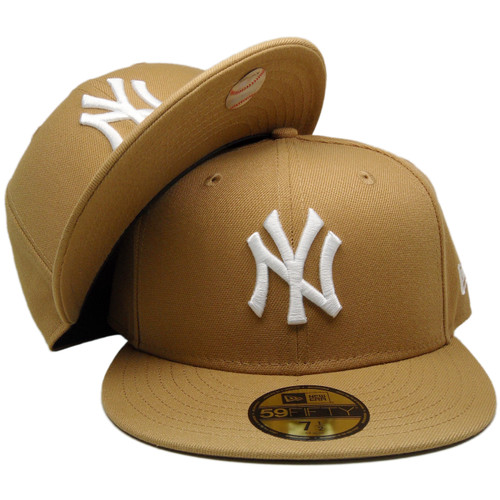 New York Yankees Custom New Era 59Fifty Fitted - Toasted Peanut, White