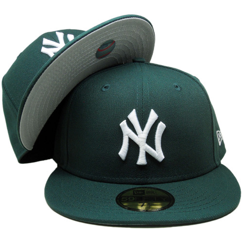 New York Yankees Custom New Era 59Fifty Fitted - Dark Green, White, Gray