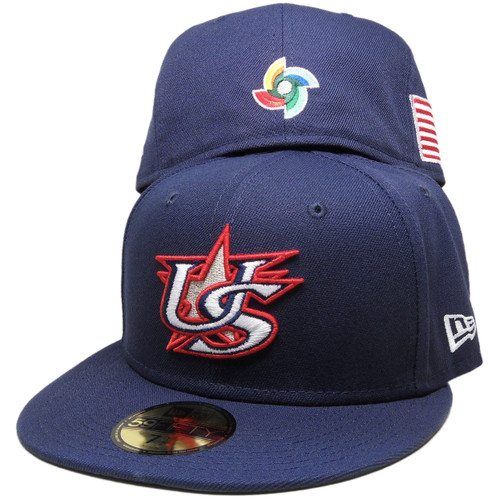 USA 2023 WBC New Era 59Fifty Fitted - Light Navy, Red, White
