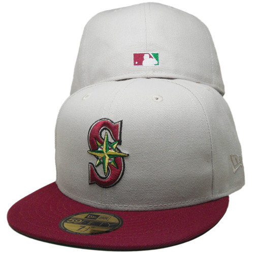 Seattle Mariners 'Summoned Skull' Custom NE Fitted - Stone, Burgundy, Green
