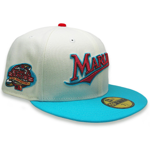 Florida Marlins 'South Beach' Custom New Era Fitted - Cream, Teal, Red