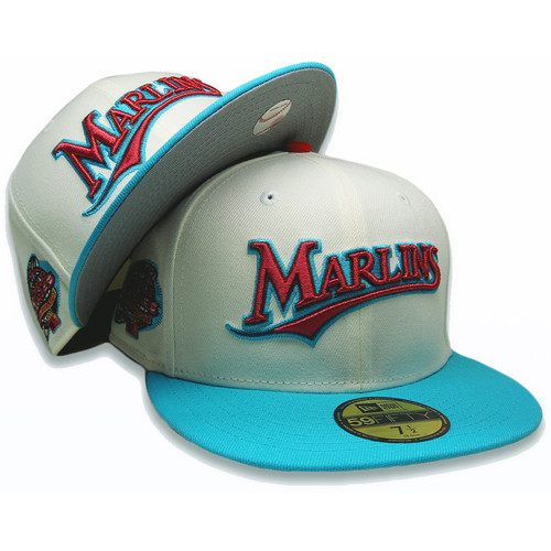 Florida Marlins 'South Beach' Custom New Era Fitted - Cream, Teal, Red