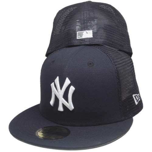 New York Yankees 99 WS Custom New Era Meshback Fitted - Navy, White, Silver