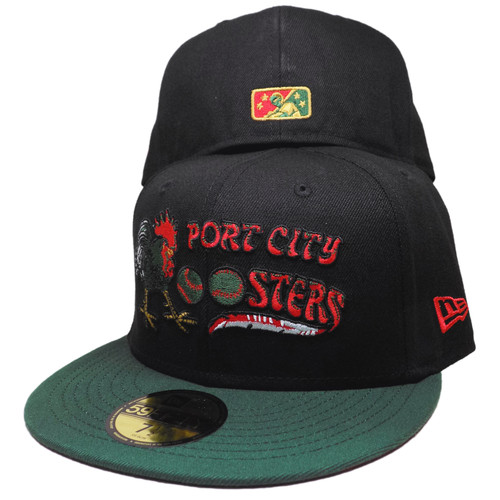 Port City Roosters 'AJ 2 Christmas' Custom New Era Fitted - Black, Green, Red