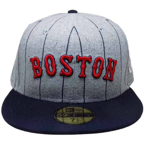 Boston Red Sox New Era Heather Pinstripe 59Fifty Fitted - Gray, Red, Navy