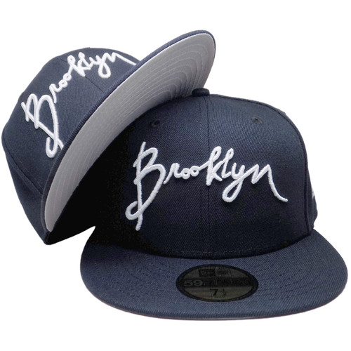 Script Brooklyn Bridge Custom New Era 59Fifty Fitted - Navy, White, Gray