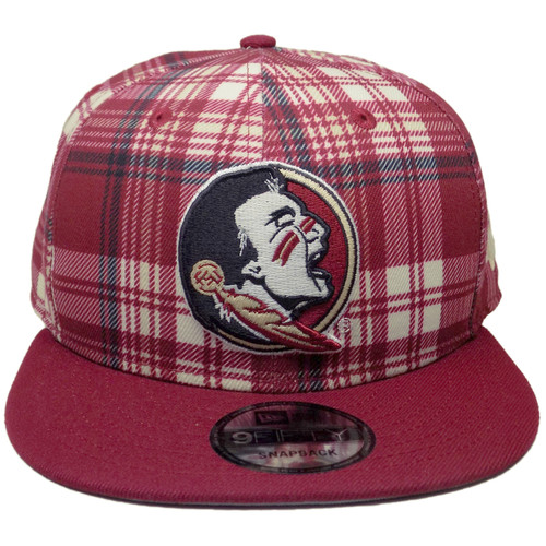 Florida State Seminoles New Era Plaid 9Fifty Snapback - Burgundy, Beige, White